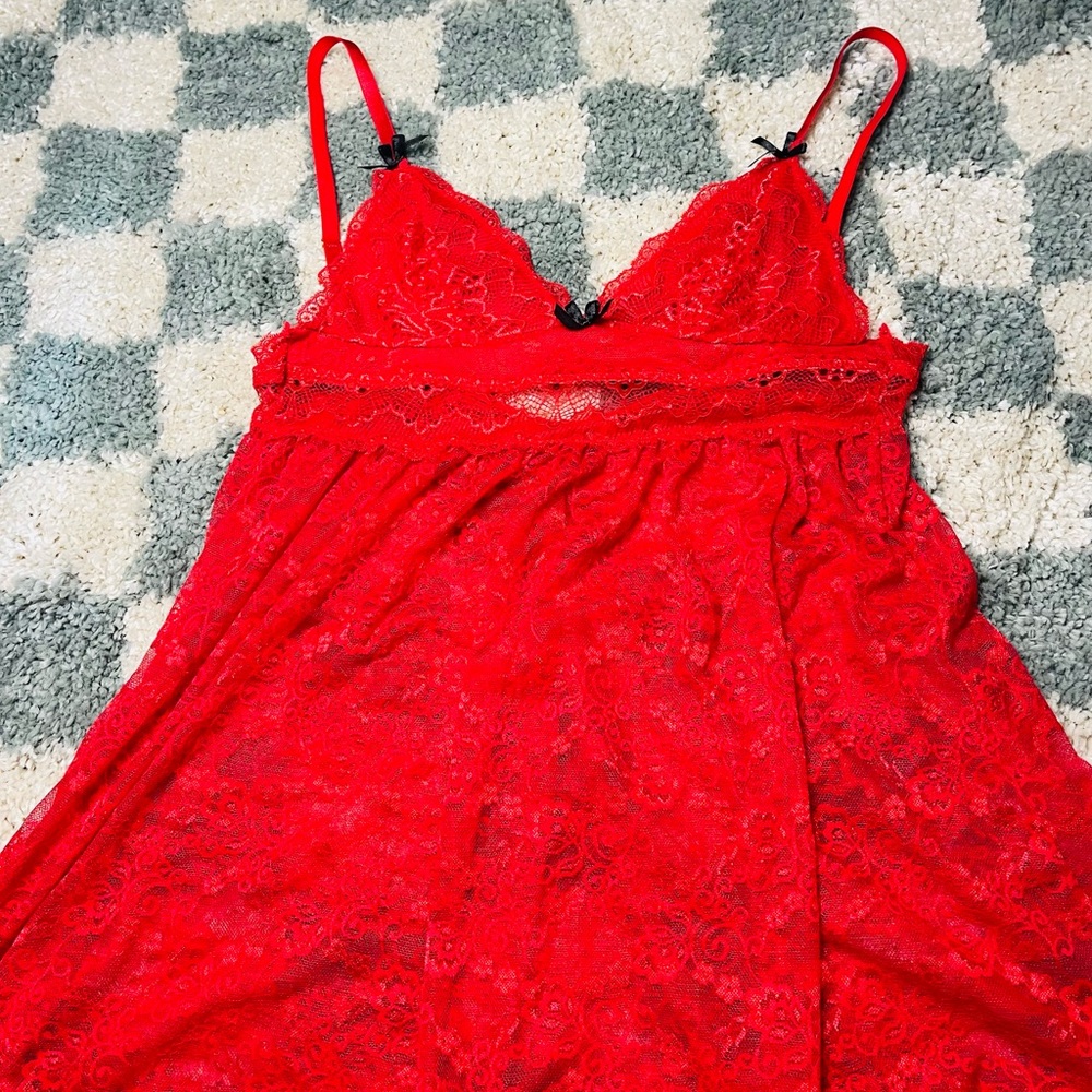Red Lace Slip Dress